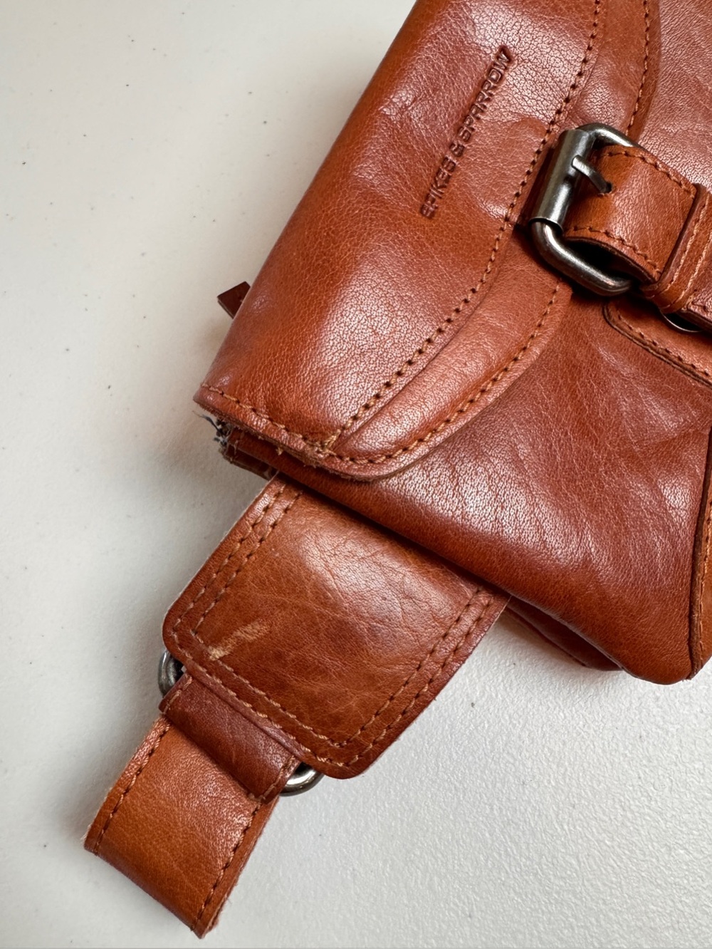 Spikes & Sparrow Brown Leather Belt Bag | Genuine Leather | Adjustable Waist Bag - Picture 15 of 16